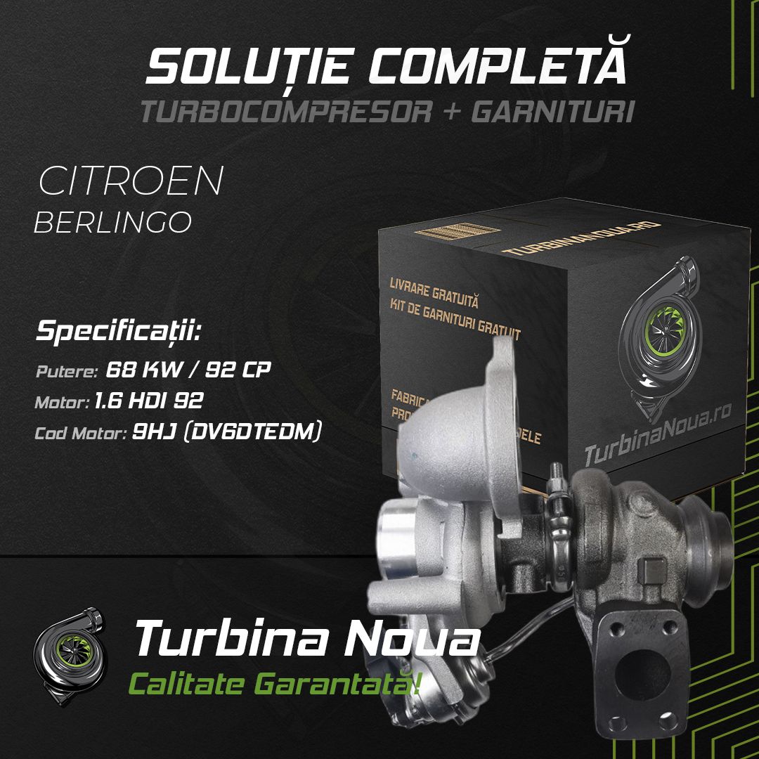Turbina CITROEN BERLINGO 1.6 HDi 92 68 KW / 92 CP Noua - Image 2
