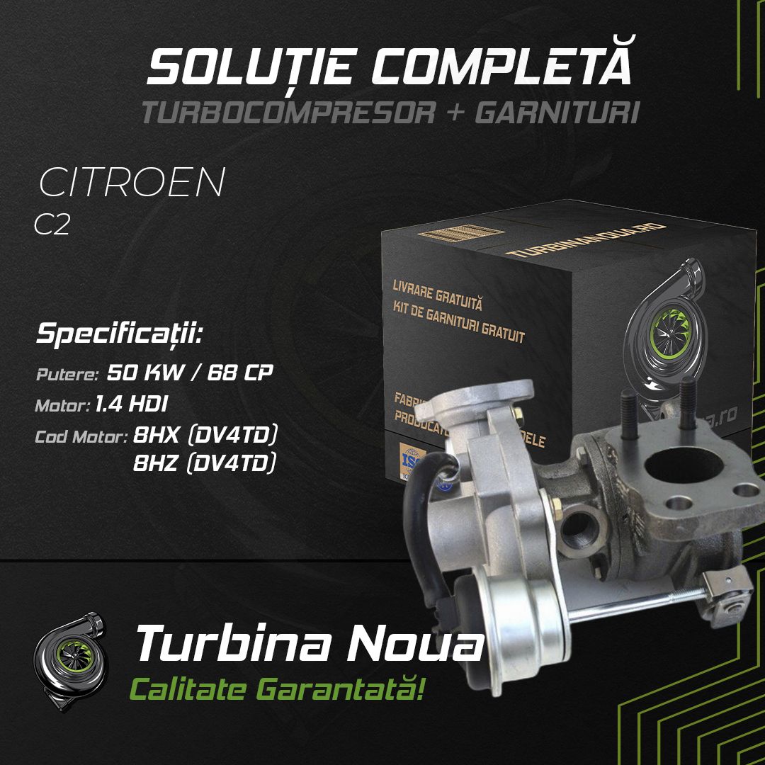 Turbina CITROEN C2 1.4 HDi 50 KW / 68 CP Noua - Image 2