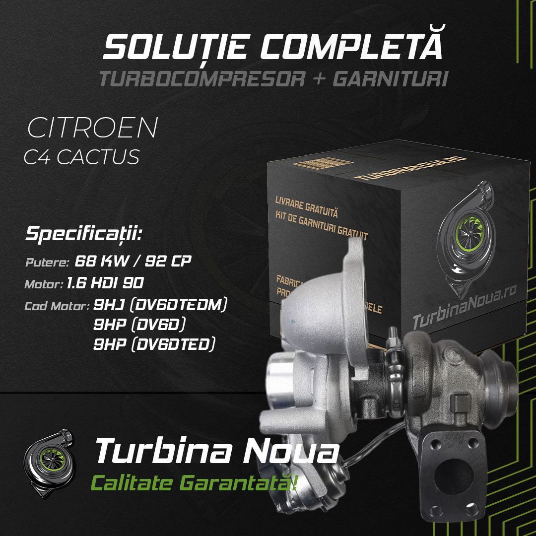 Turbina CITROEN C4 CACTUS 1.6 HDi 90 68 KW / 92 CP Noua - Image 2