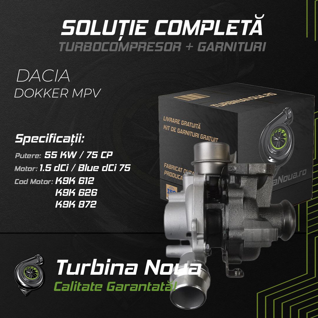 Turbina DACIA DOKKER MPV 1.5 dCi / Blue dCi 75 55 KW / 75 CP Noua - Image 2