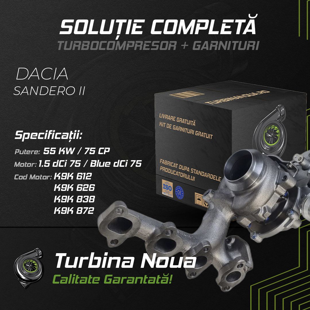 Turbina DACIA SANDERO II 1.5 dCi 75 / Blue dCi 75 55 KW / 75 CP Noua - Image 2