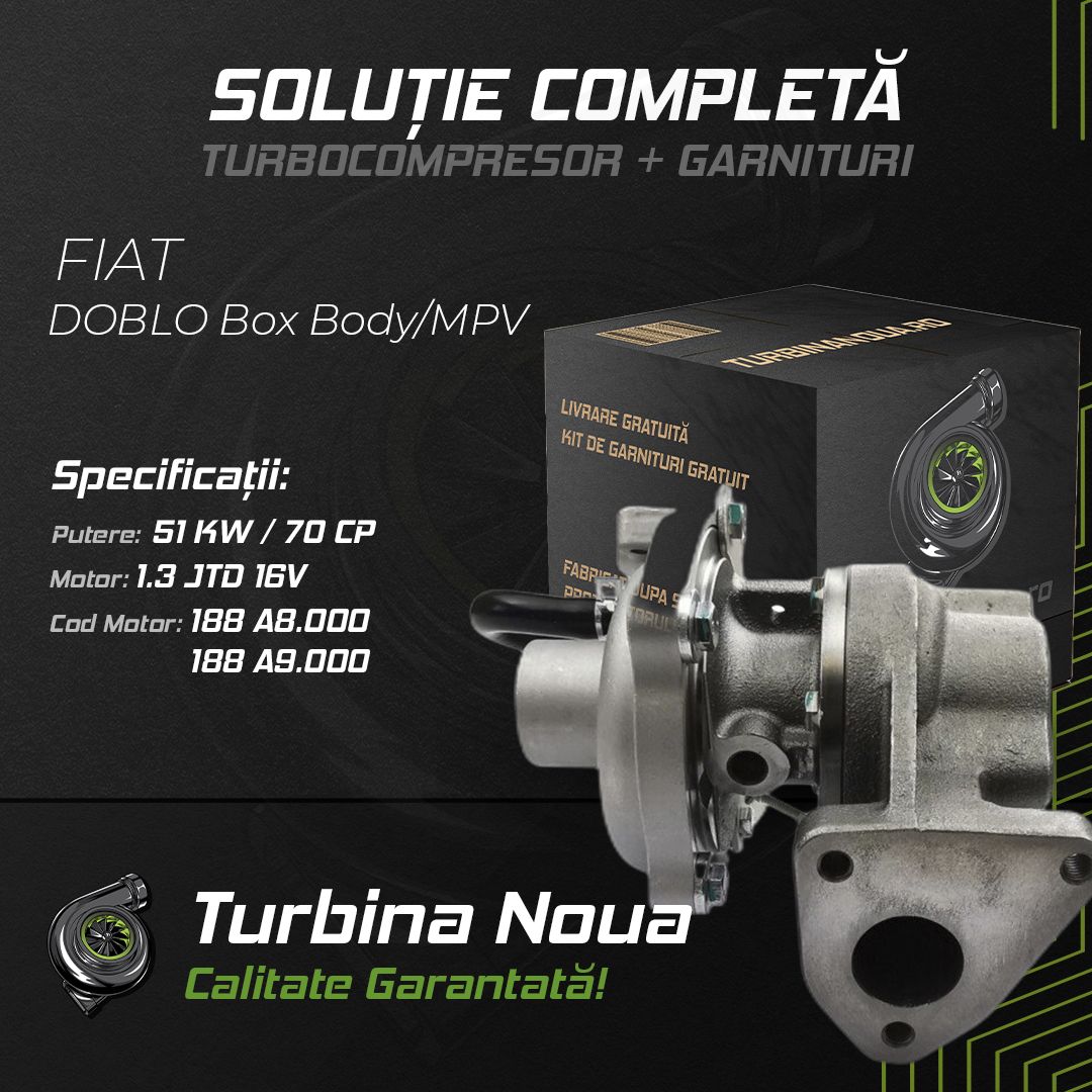 Turbina FIAT DOBLO Box Body/MPV 1.3 JTD 16V 51 KW / 70 CP Noua - Image 2
