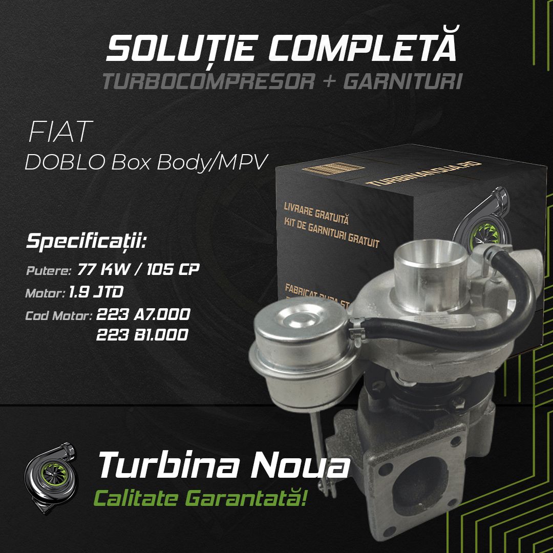 Turbina FIAT DOBLO Box Body/MPV 1.9 JTD 77 KW / 105 CP Noua - Image 2