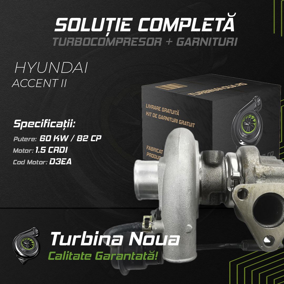 Turbina HYUNDAI ACCENT II 1.5 CRDi 60 KW / 82 CP Noua - Image 2