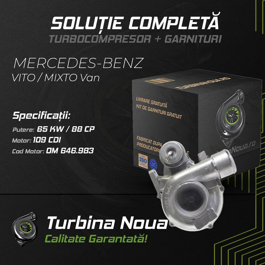 Turbina MERCEDES-BENZ VITO / MIXTO Van 109 CDI 65 KW / 88 CP Noua - Image 2