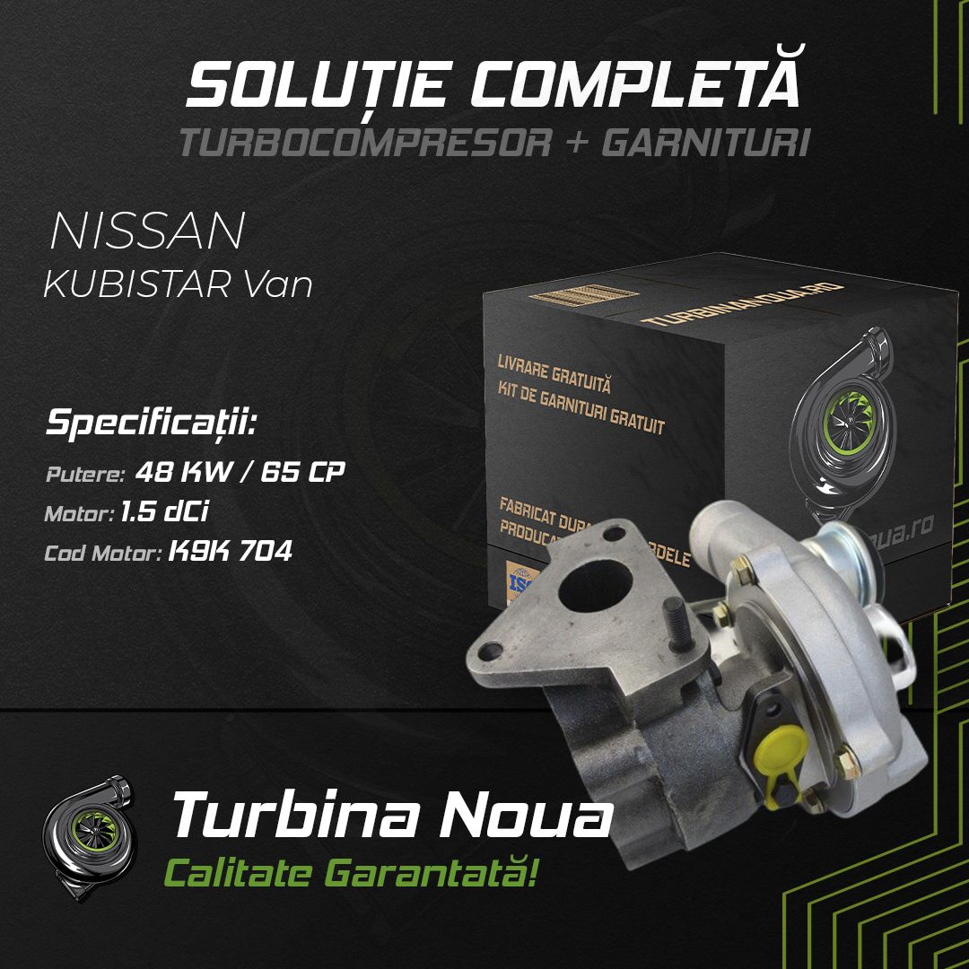 Turbina NISSAN KUBISTAR Van 1.5 dCi 48 KW / 65 CP Noua - Image 2
