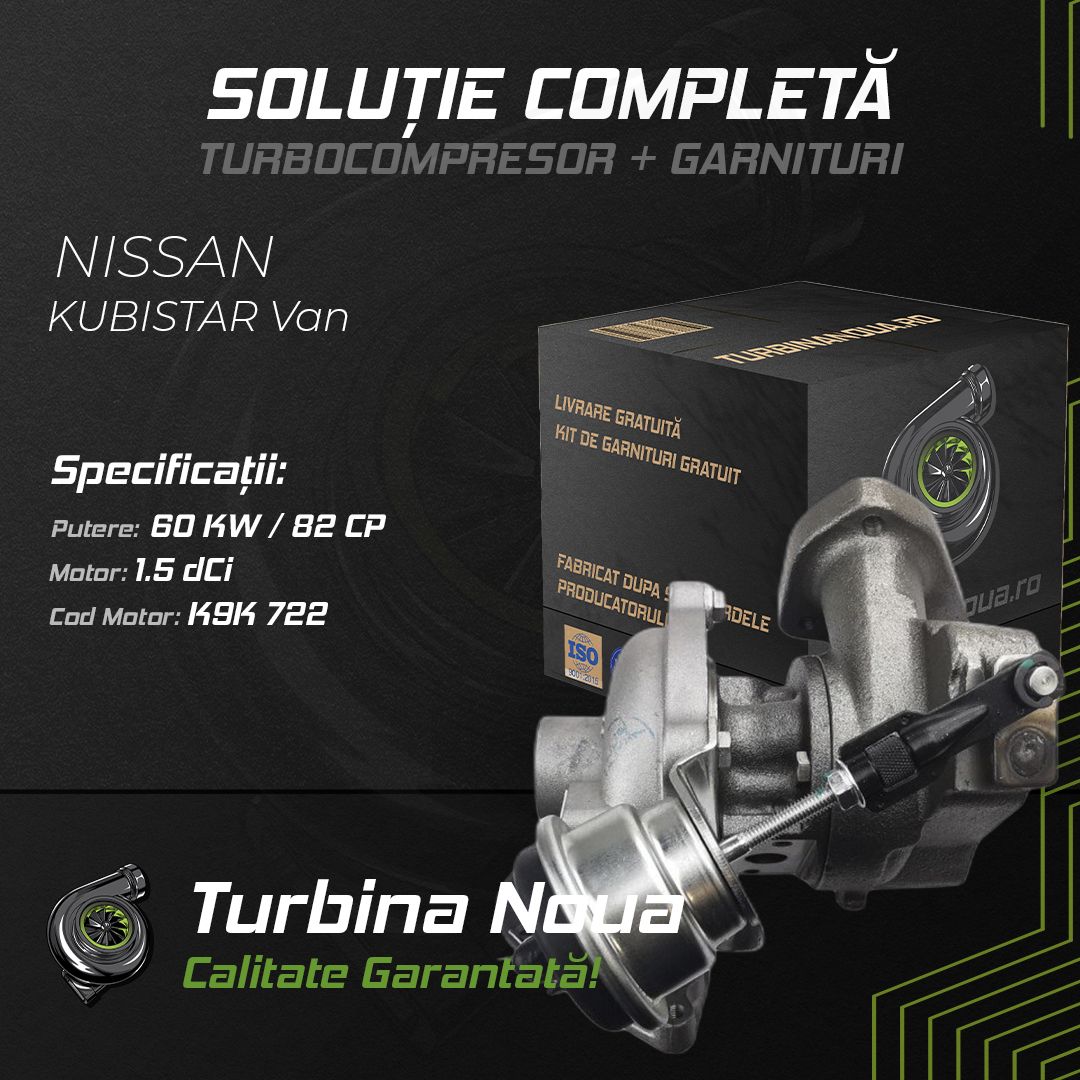 Turbina NISSAN KUBISTAR Van 1.5 dCi 60 KW / 82 CP Noua - Image 2