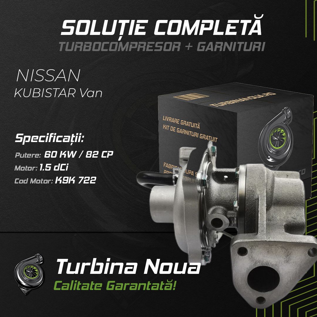 Turbina NISSAN KUBISTAR Van 1.5 dCi 60 KW / 82 CP Noua - Image 2