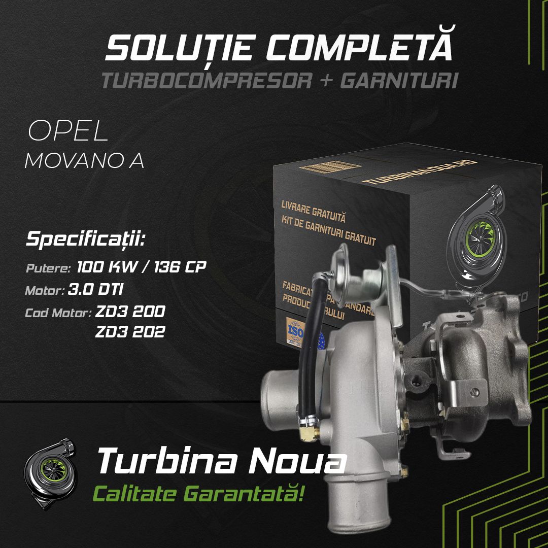 Turbina OPEL MOVANO A 3.0 DTI 100 KW / 136 CP Noua - Image 2