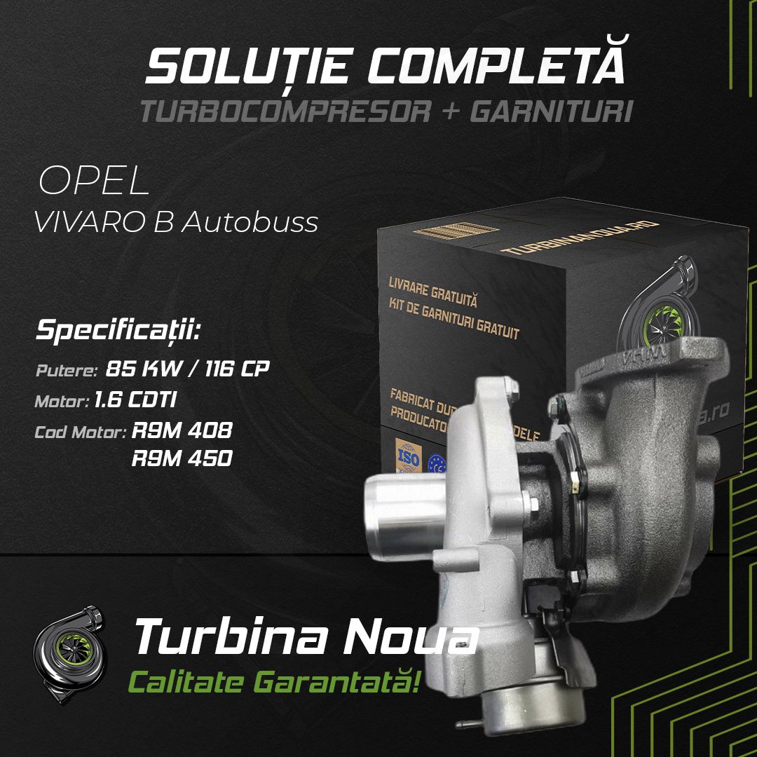 Turbina OPEL VIVARO B Autobuss 1.6 CDTI 85 KW / 116 CP Noua - Image 2