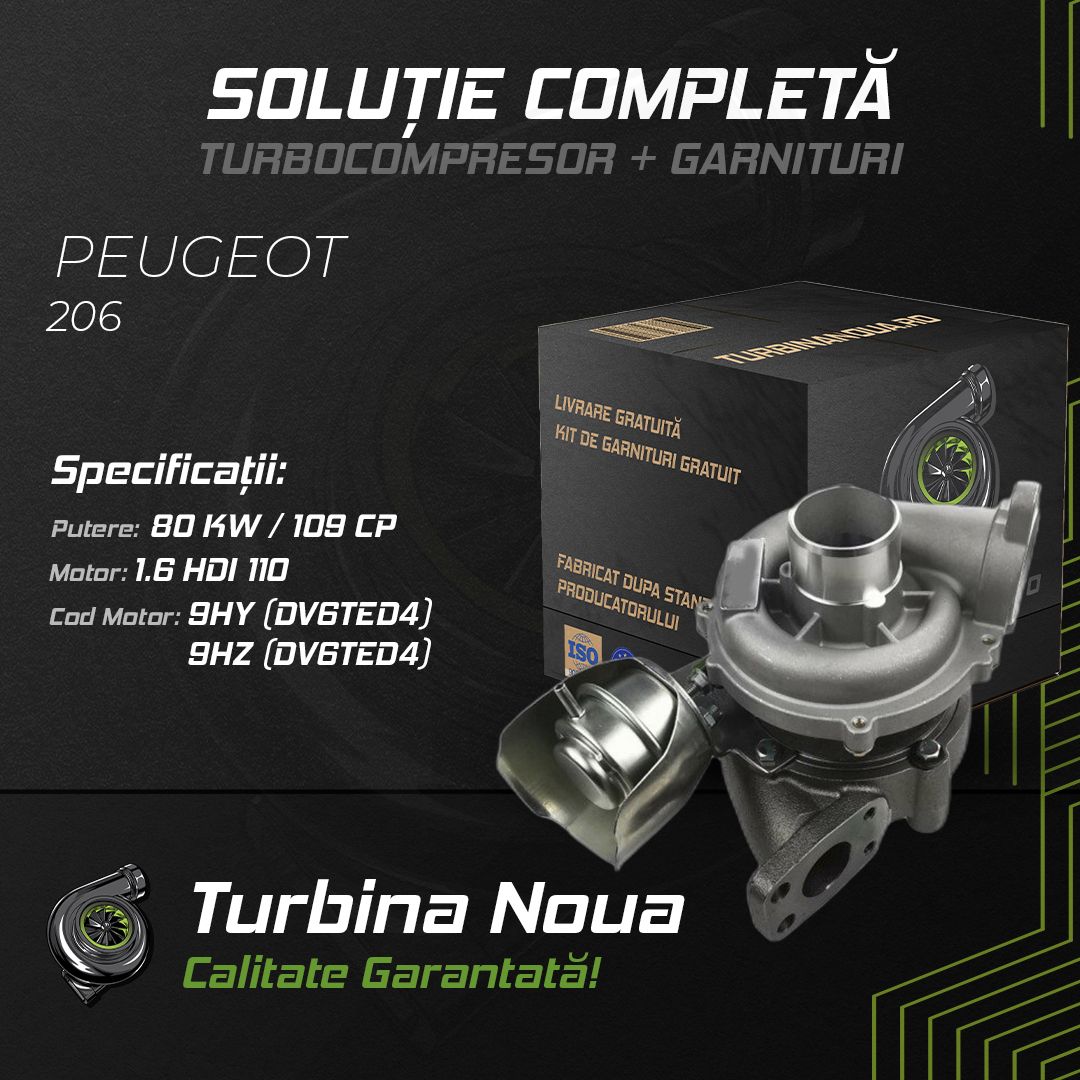 Turbina PEUGEOT 206 1.6 HDi 110 80 KW / 109 CP Noua - Image 2