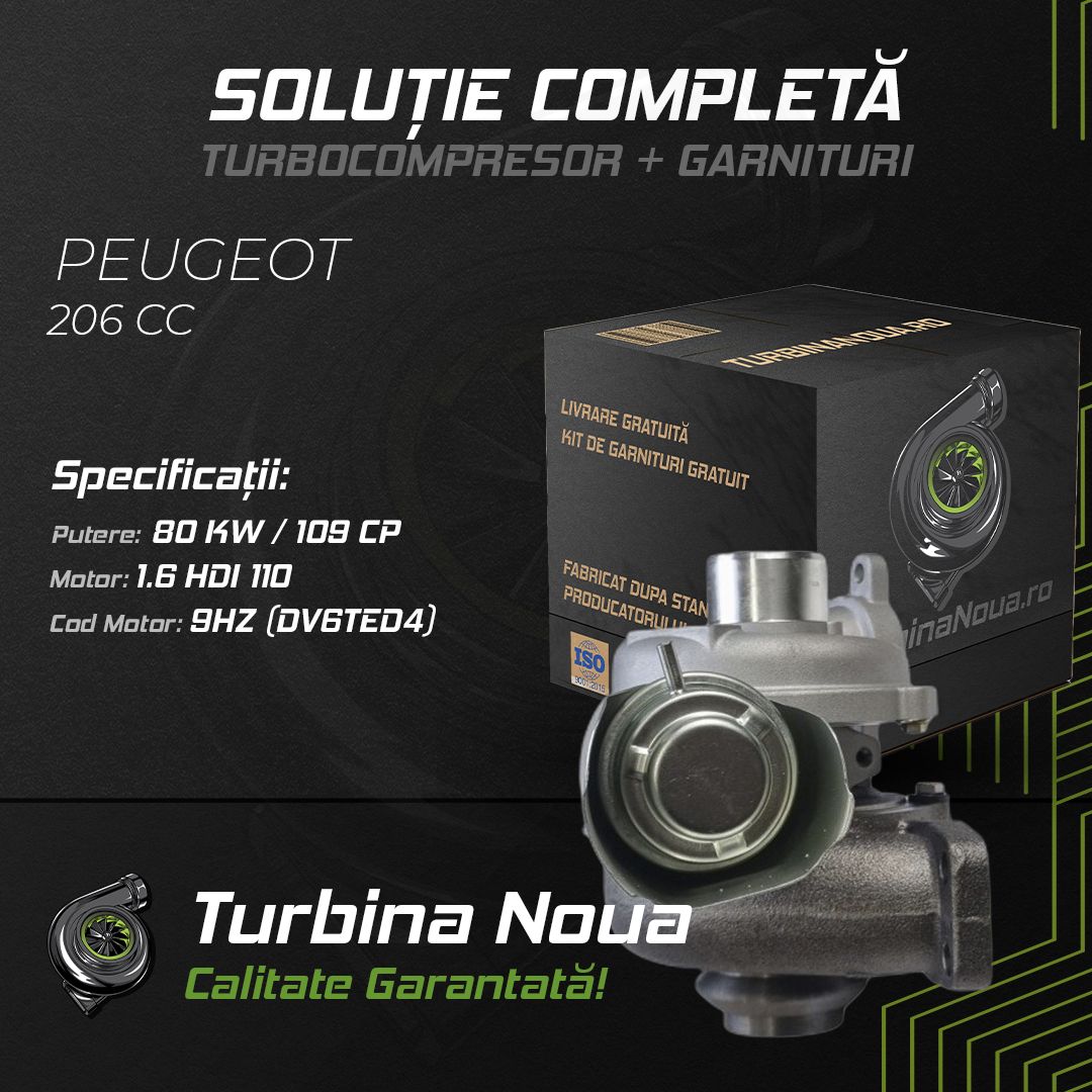 Turbina PEUGEOT 206 CC 1.6 HDi 110 80 KW / 109 CP Noua - Image 2