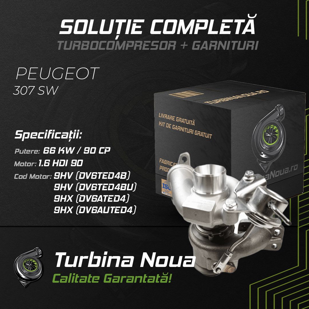 Turbina PEUGEOT 307 SW 1.6 HDI 90 66 KW / 90 CP Noua - Image 2