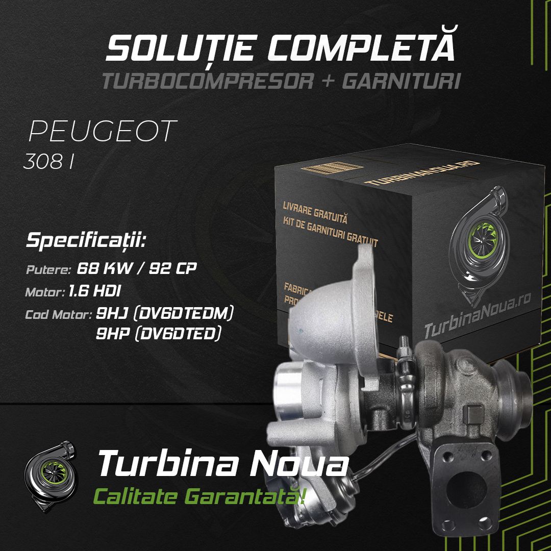 Turbina PEUGEOT 308 I 1.6 HDi 68 KW / 92 CP Noua - Image 2