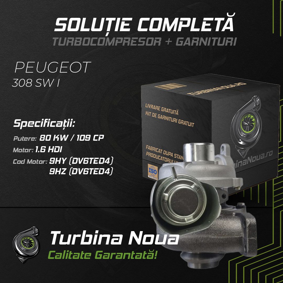 Turbina PEUGEOT 308 SW I 1.6 HDi 80 KW / 109 CP Noua - Image 2
