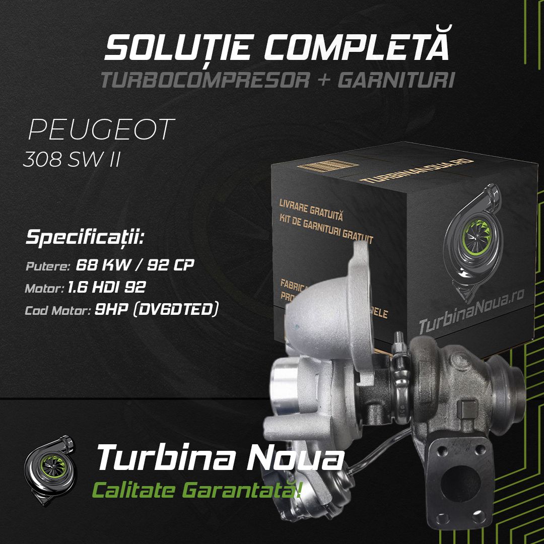 Turbina PEUGEOT 308 SW II 1.6 HDi 92 68 KW / 92 CP Noua - Image 2