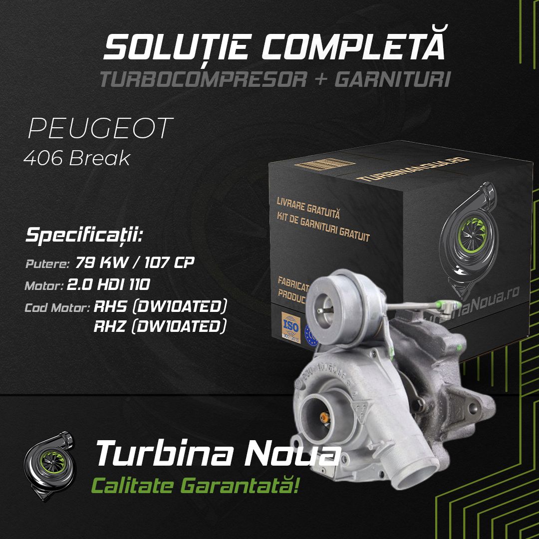 Turbina PEUGEOT 406 Break 2.0 HDi 110 79 KW / 107 CP Noua - Image 2