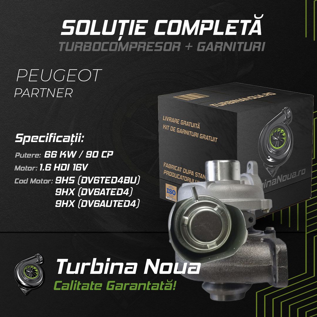 Turbina PEUGEOT PARTNER 1.6 HDi 16V 66 KW / 90 CP Noua - Image 2