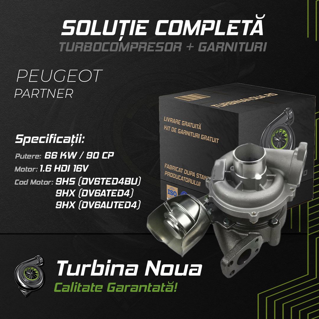 Turbina PEUGEOT PARTNER 1.6 HDi 16V 66 KW / 90 CP Noua - Image 2