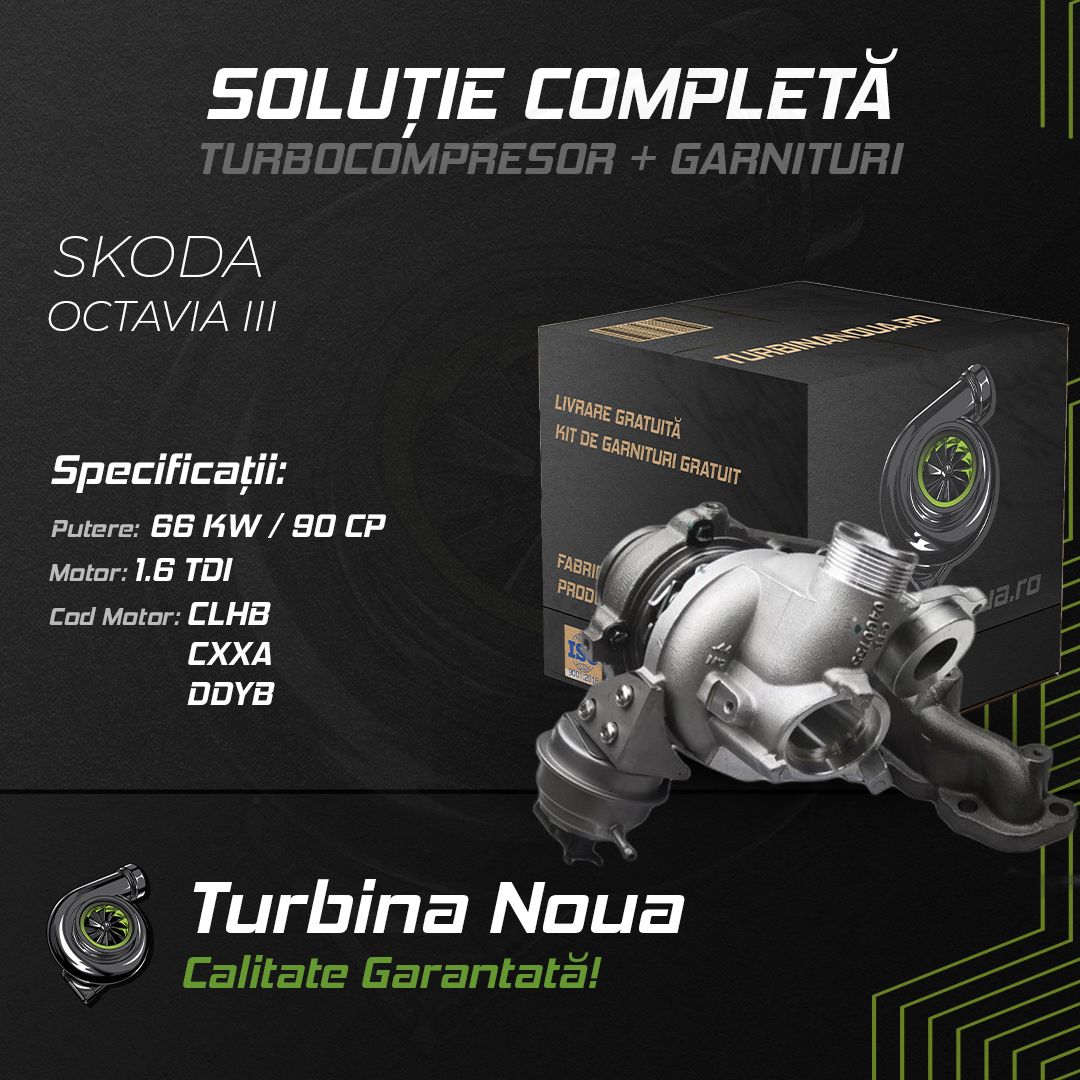 Turbina SKODA OCTAVIA III 1.6 TDI 66 KW / 90 CP Noua - Image 2