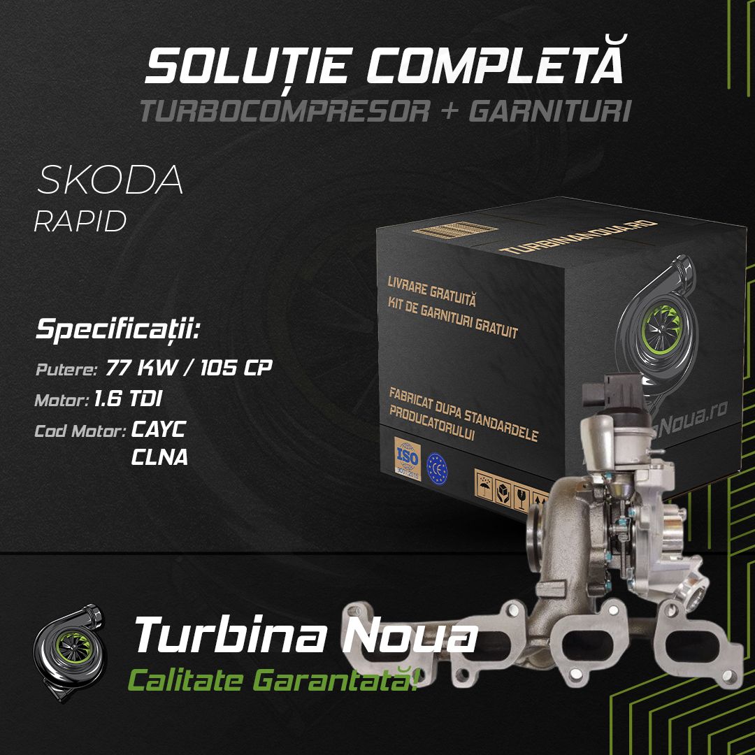 Turbina SKODA RAPID 1.6 TDI 77 KW / 105 CP Noua - Image 2