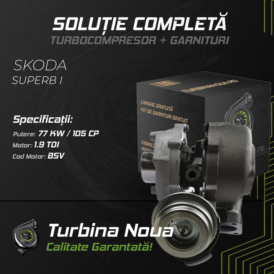 Turbina SKODA SUPERB I 1.9 TDI 77 KW / 105 CP Noua - Image 2