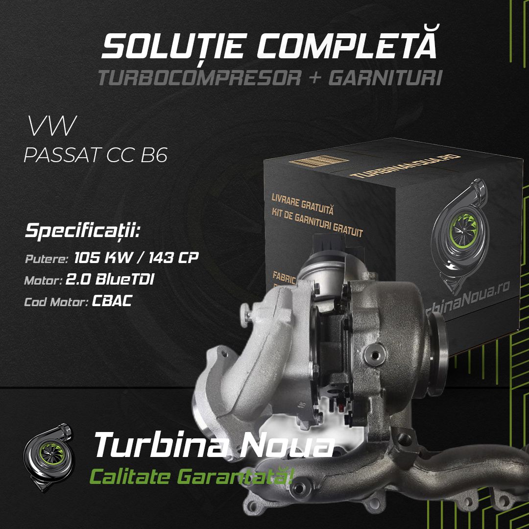 Turbina VW PASSAT CC B6 2.0 BlueTDI 105 KW / 143 CP Noua - Image 2