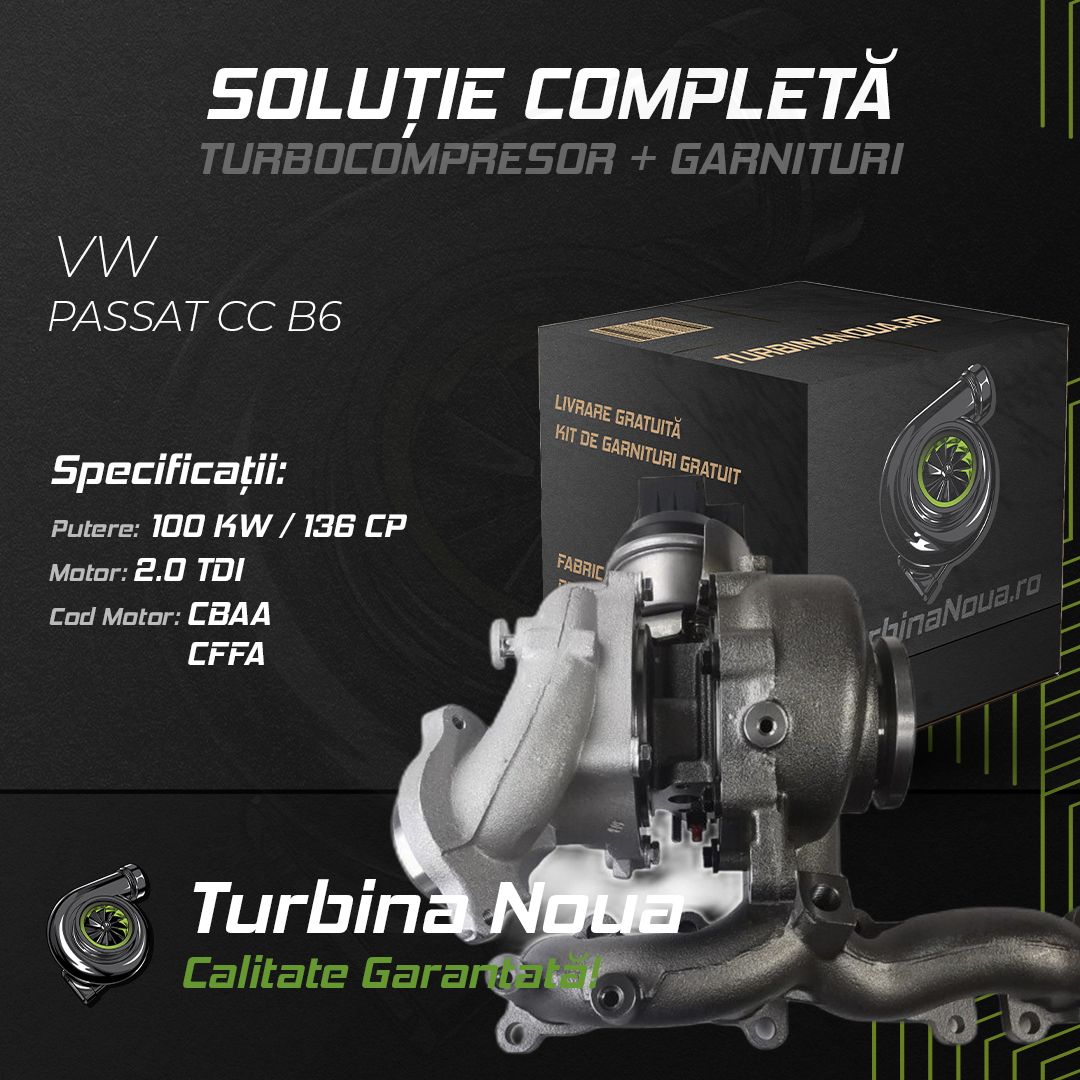 Turbina VW PASSAT CC B6 2.0 TDI 100 KW / 136 CP Noua - Image 2